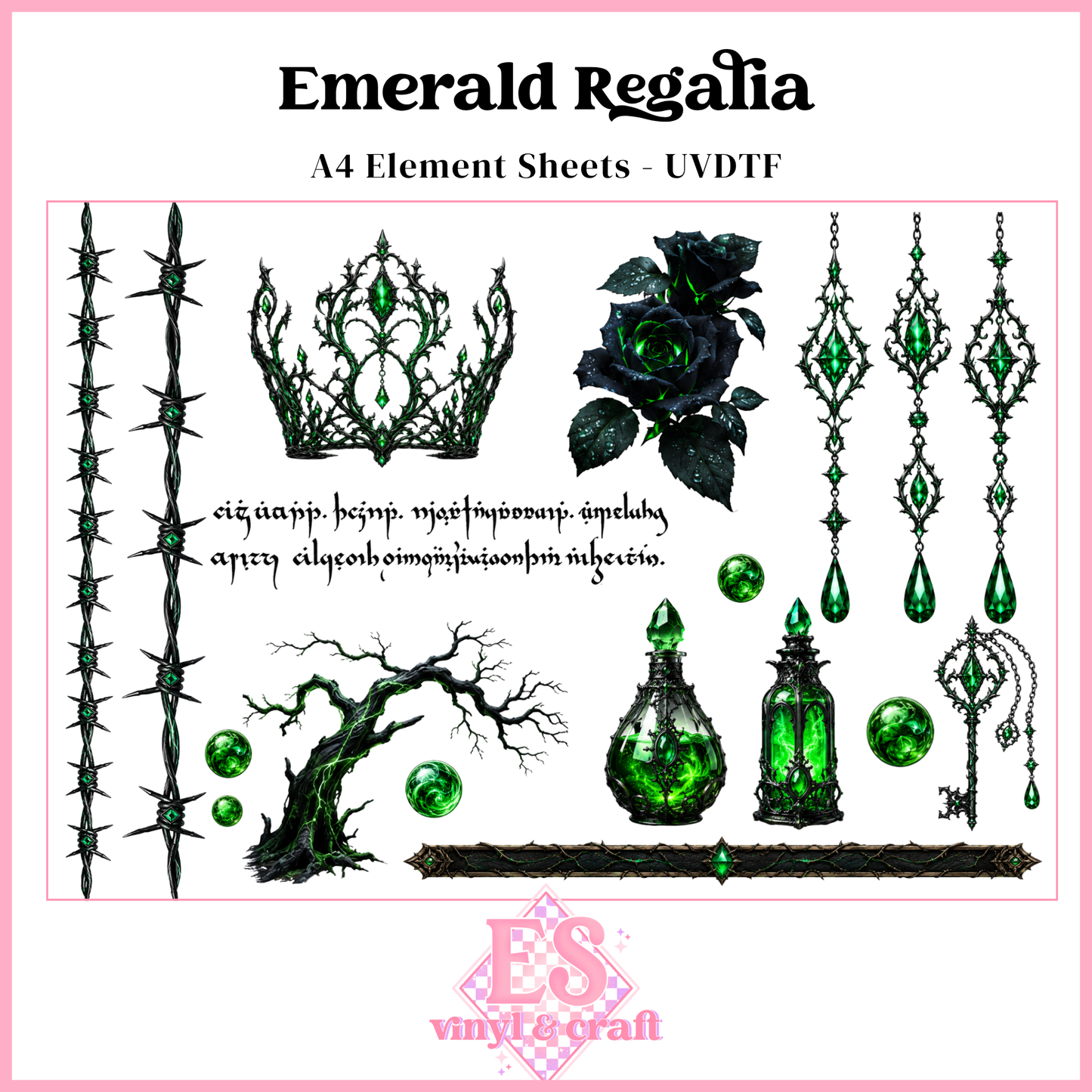 Emerald Regalia - UVDTF Element Sheet (A4 Sheet)