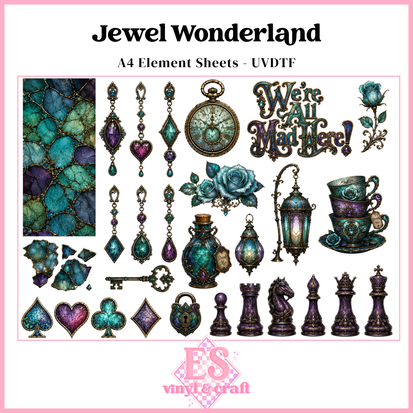 Jewel Wonderland - UVDTF Element Sheet (A4 Sheet)