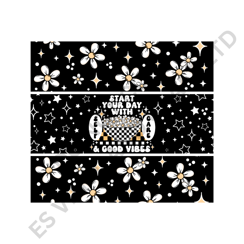 Good Vibes (Black) - Full 20oz Tumbler Sublimation Ready To Print image 1