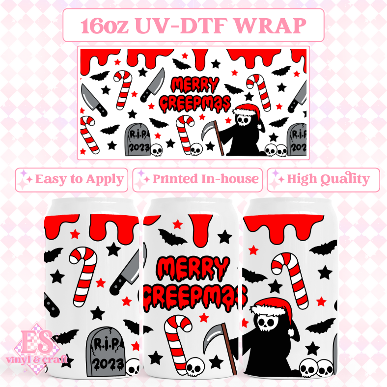 Merry Creepmas - 16oz Beer Can / Libbey UV-DTF Transfer image 0