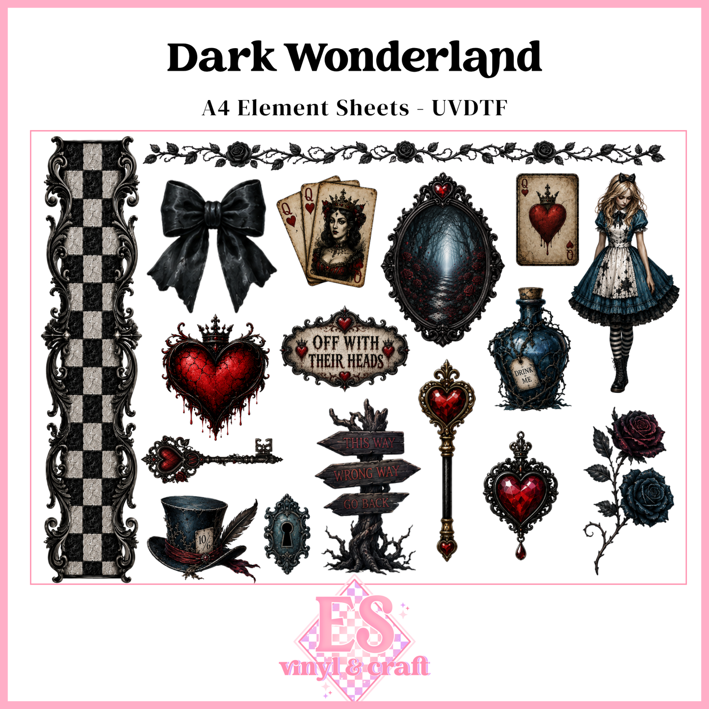 Dark Wonderland - UVDTF Element Sheet (A4 Sheet)