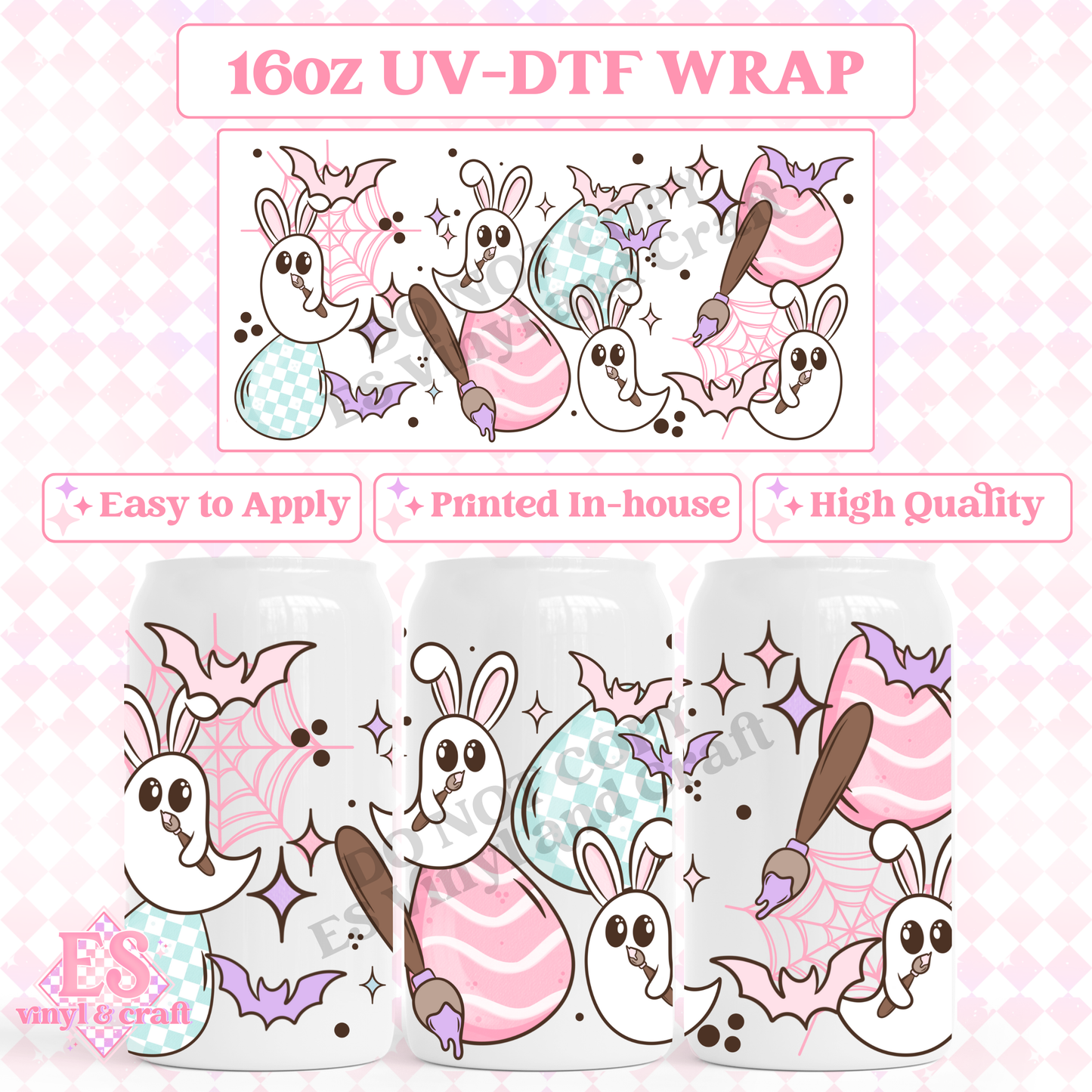 Ghost Bunny - 16oz Beer Can / Libbey UV-DTF Transfer image 0