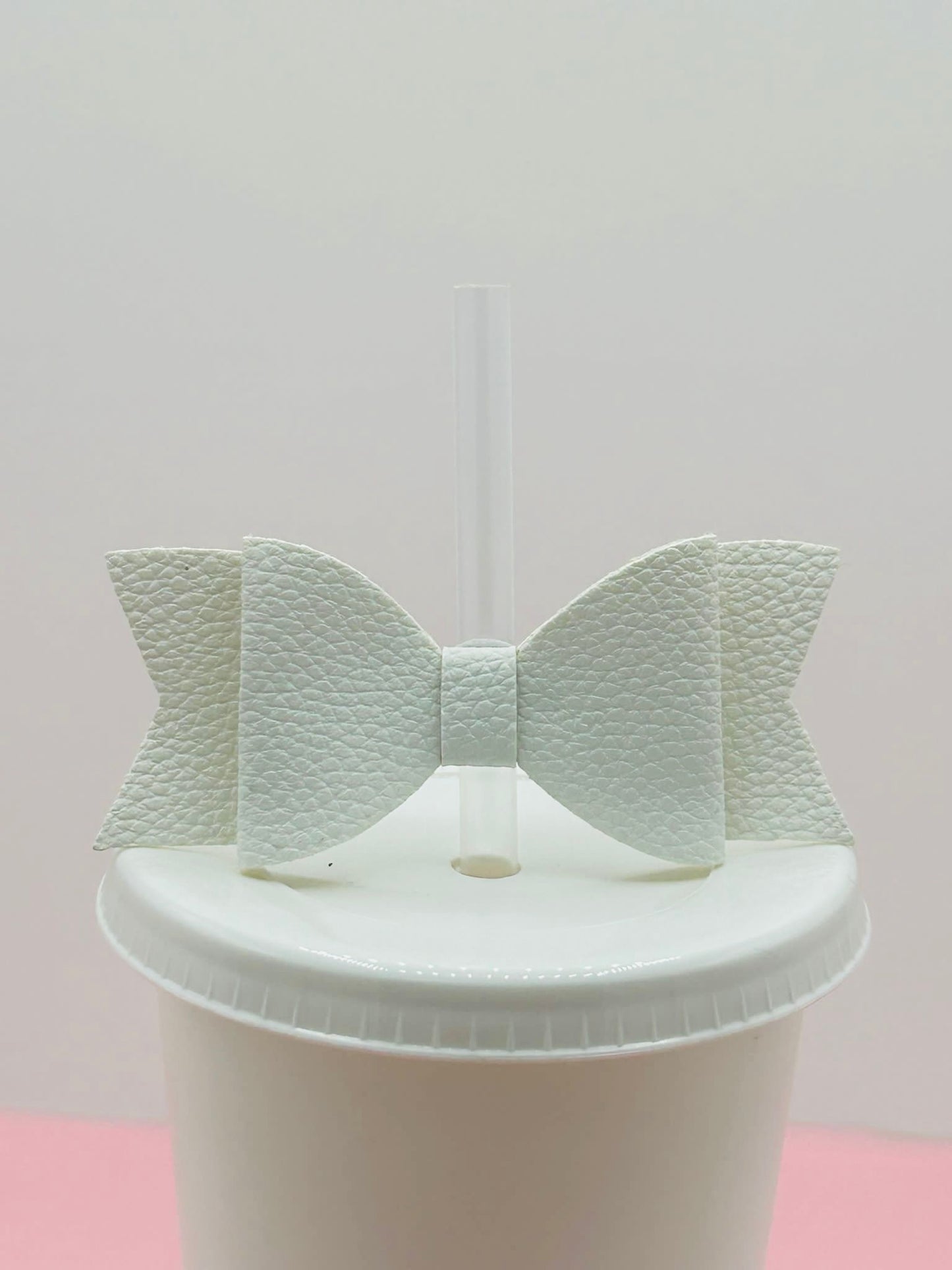 Bow Straw Topper - Faux Leather White image 0
