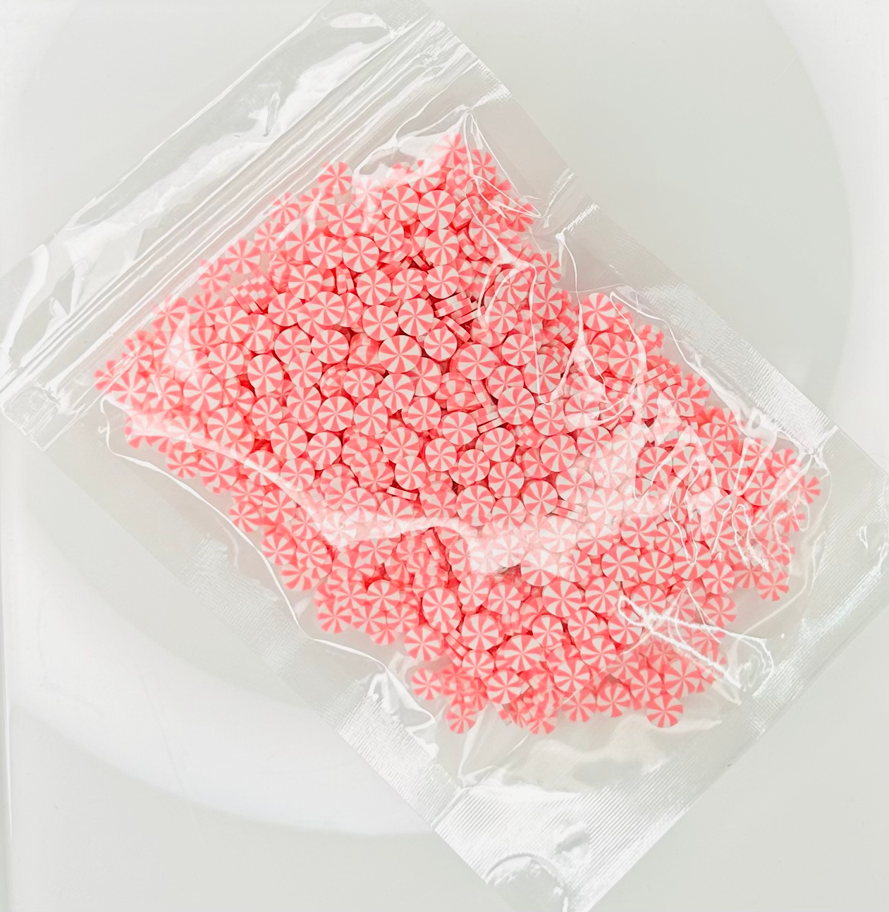 Pink Peppermint - Polymer Clay Slices image 1