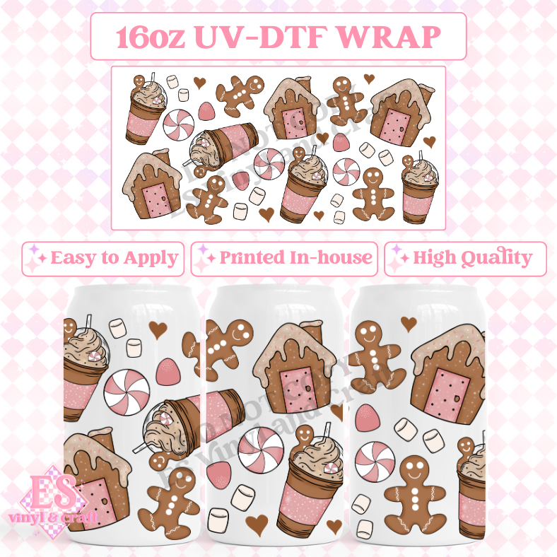 Gingerbread Frappe - 16oz Beer Can / Libbey UV-DTF image 0