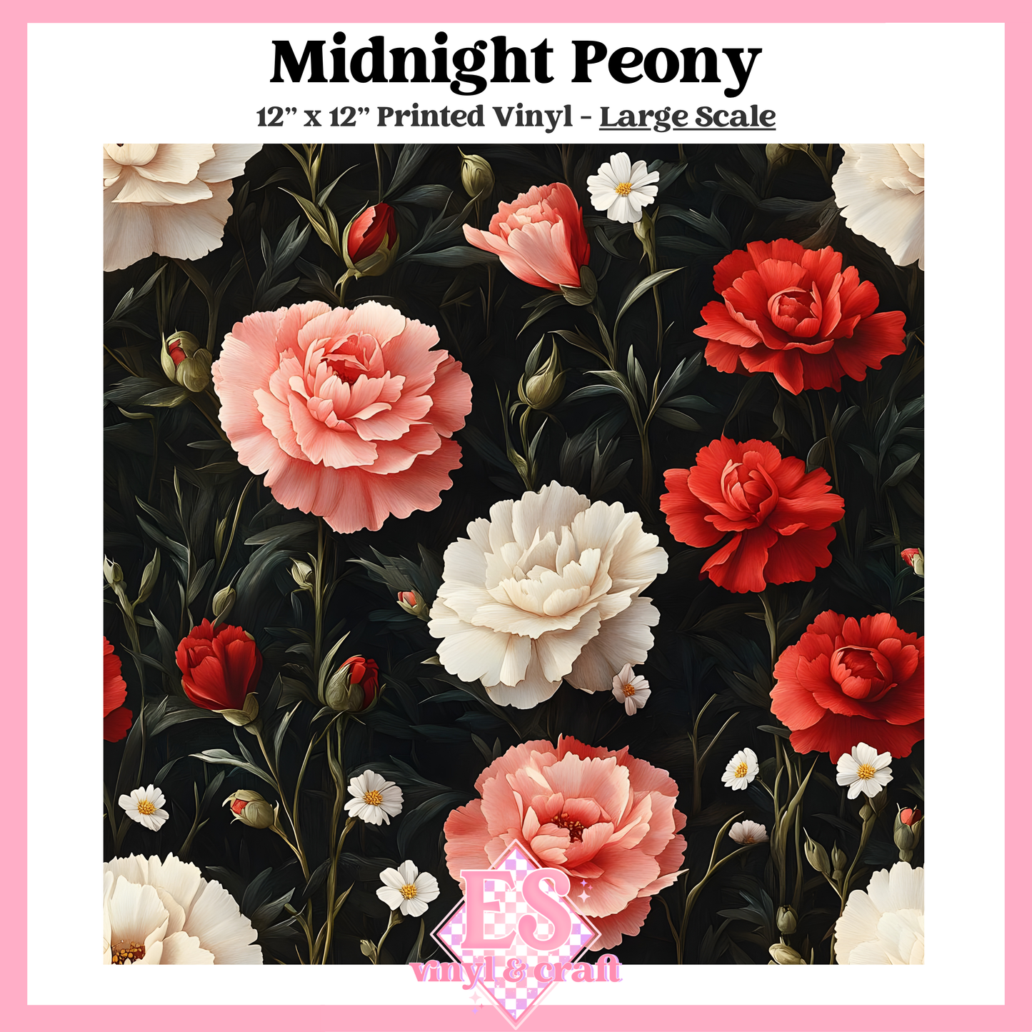 Midnight Peony - Small or Large Scale Options - 12" x 12" Sheet image 2