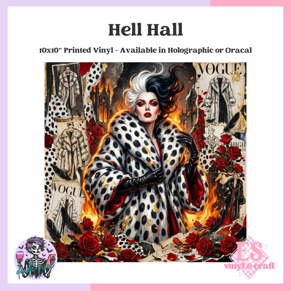 Hell Hall - Split - 10" x 10" Self Adhesive Vinyl (Oracal or Holo)