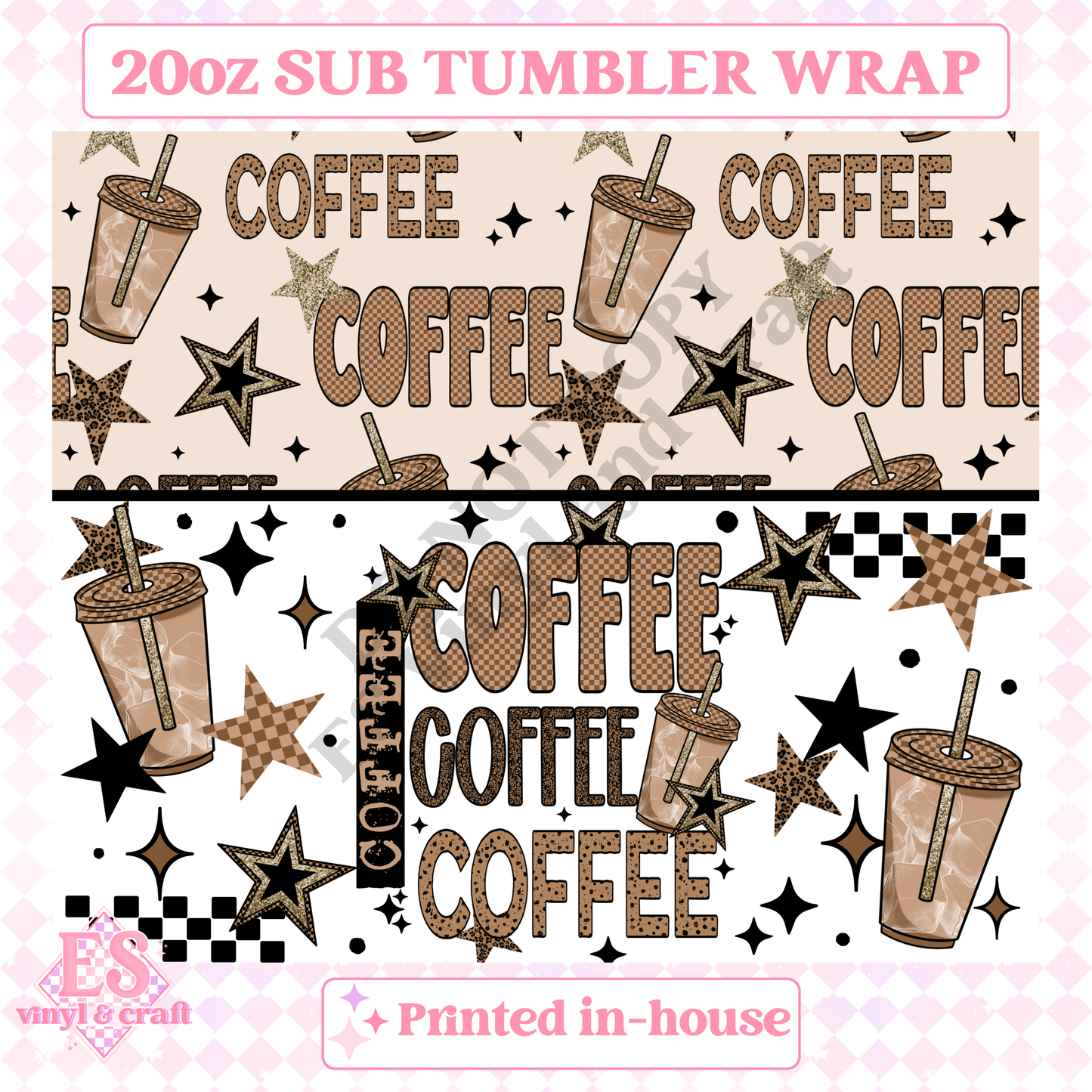 Coffee Iced - Full 20oz Tumbler Sublimation Print image 1