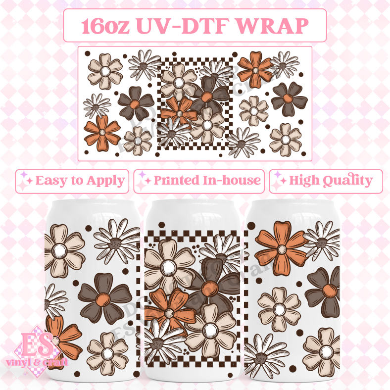 Autumn Florals - 16oz Beer Can / Libbey UV-DTF image 0