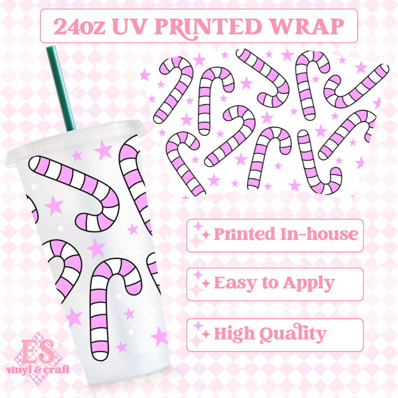 Candy Cane - UV Printed 24oz Cold Cup Wrap image 0