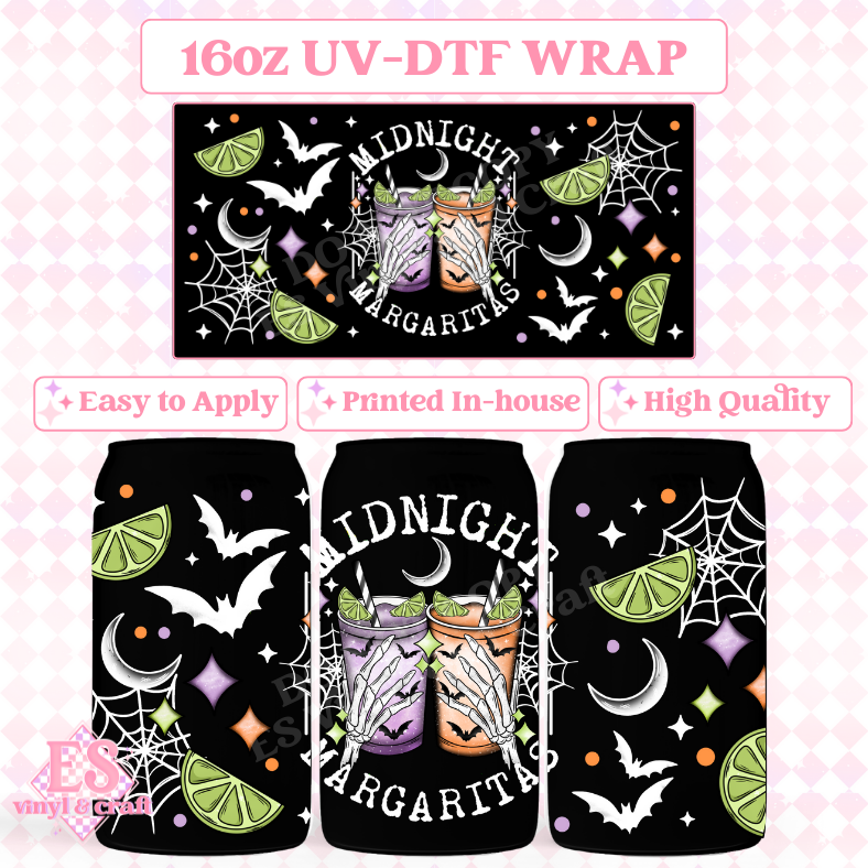 Midnight Margs for Black Glass - 16oz Beer Can / Libbey UV-DTF Transfer image 0