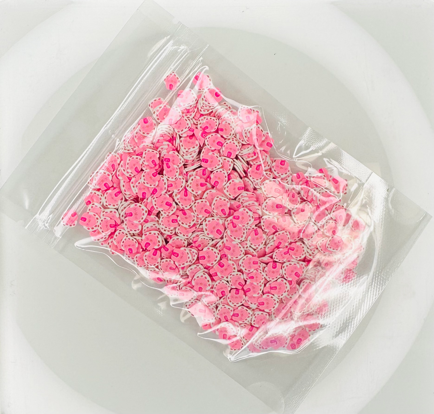Pink Christmas Houses - Polymer Clay Slices image 1