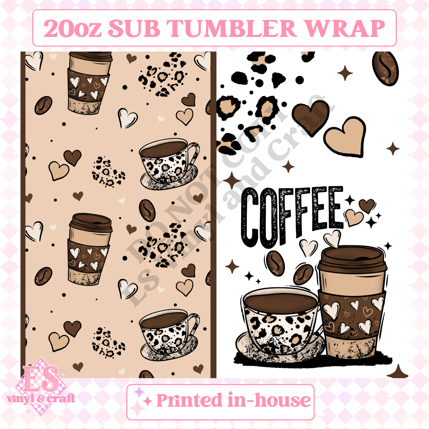 Coffee - Full 20oz Tumbler Sublimation Print image 1