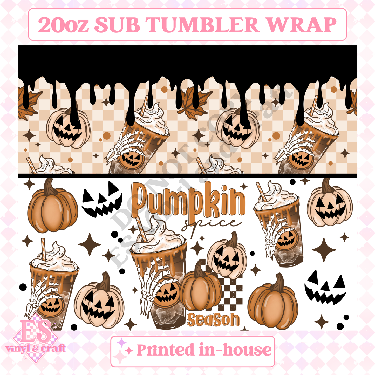 Pumpkin Spice - Full 20oz Tumbler Sublimation Print image 1