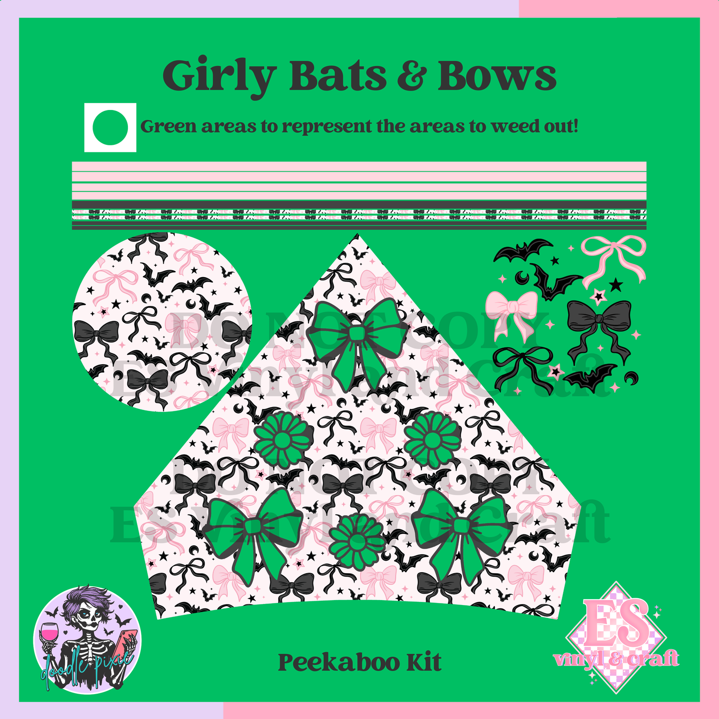 Girly Bats & Bows - 24oz Snowglobe Wrapper Kit image 5