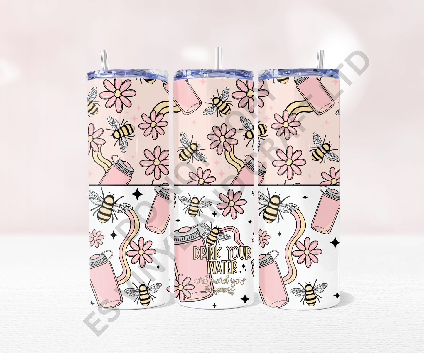 Drink Your Water - Full 20oz Tumbler Sublimation Ready To Print image 0