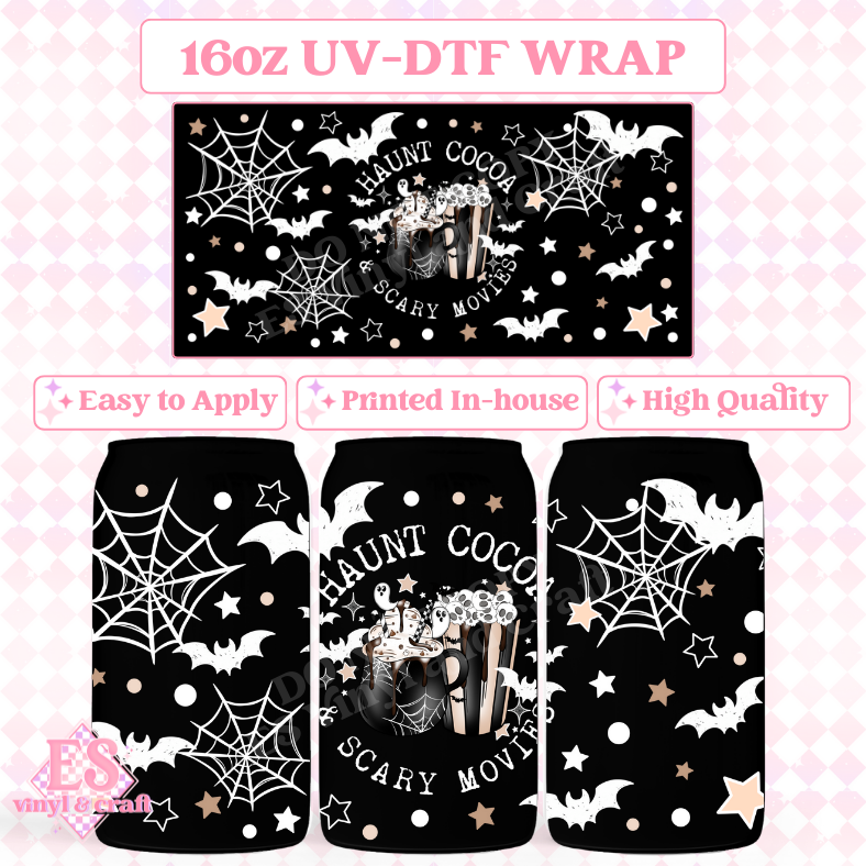 Haunt Cocoa (White) - 16oz Beer Can / Libbey UV-DTF Transfer image 0