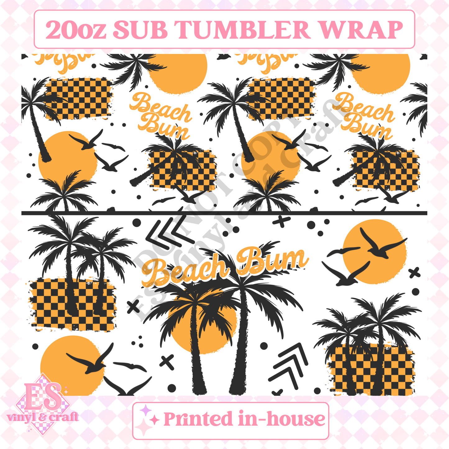 Beach Bum Yellow - Full 20oz Tumbler Sublimation Print image 1