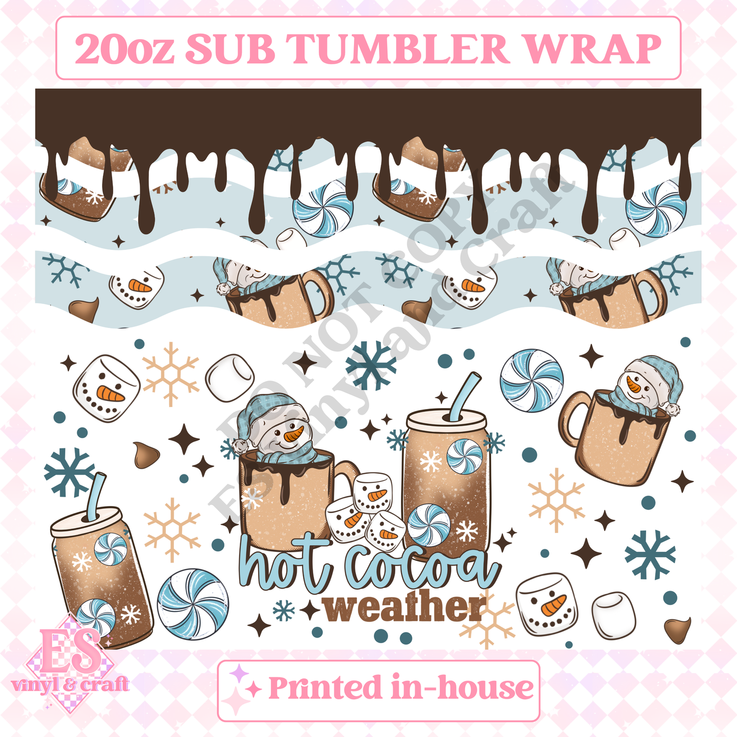 Hot Cocoa - Full 20oz Tumbler Sublimation Print image 1