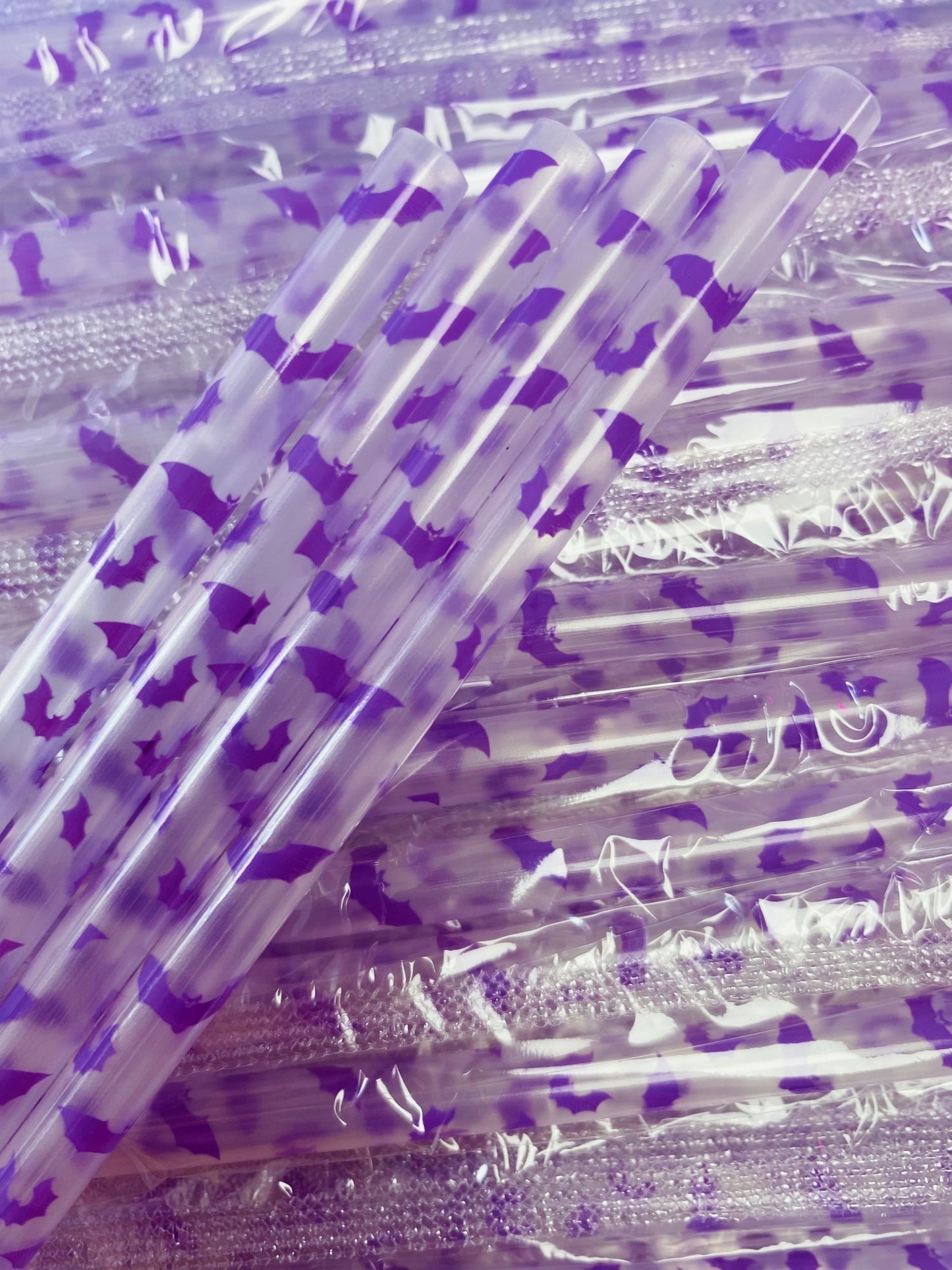 Purple Bats Clear Straw image 0