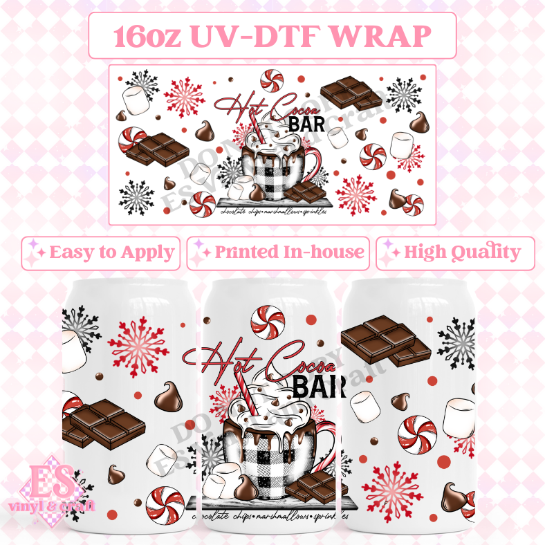 Hot Cocoa Bar - 16oz Beer Can / Libbey UV-DTF Transfers image 0