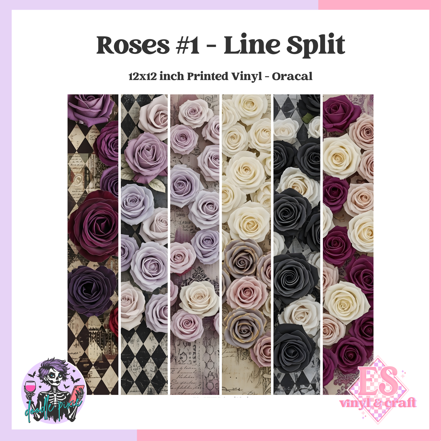 Roses #1 - Line Split 12" x 12" Printed Vinyl image 0