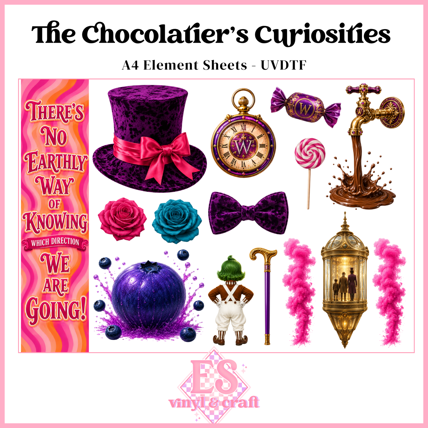 The Chocolatier's Curiosities - UVDTF Element Sheet (A4 Sheet)