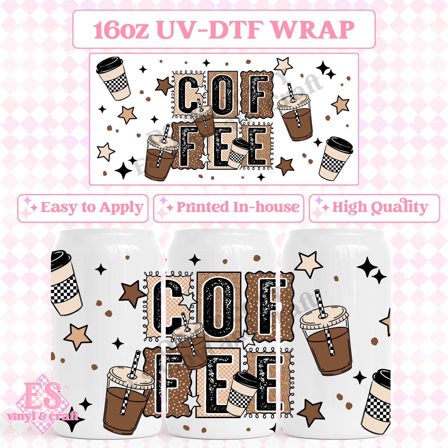 Coffee Blocks - 16oz Beer Can / Libbey UV-DTF image 0