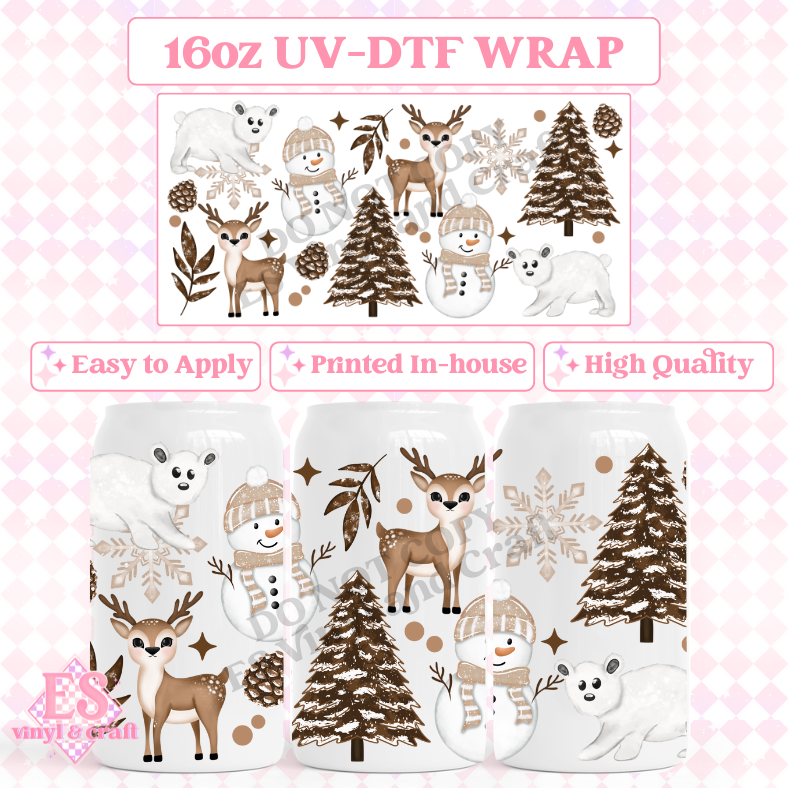Winter Animals - 16oz Beer Can / Libbey UV-DTF Transfer image 0