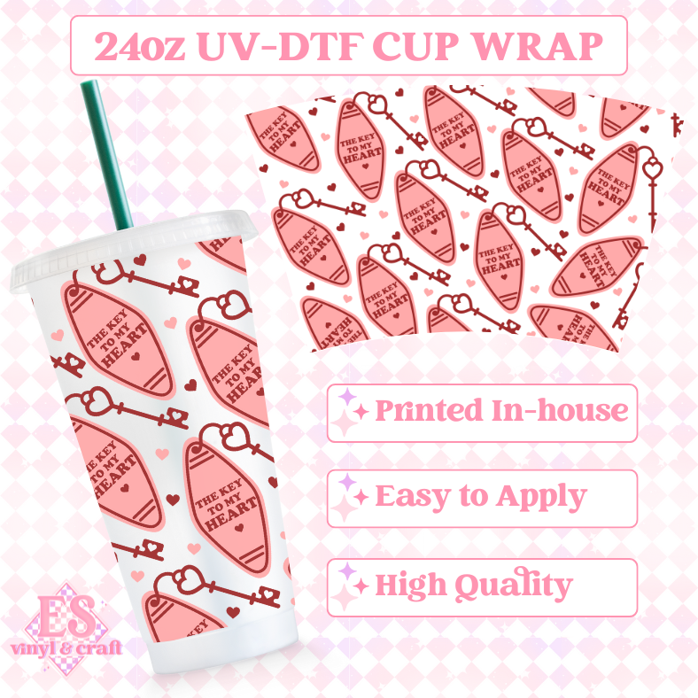Key to my Heart - UVDTF 24oz Cold Cup Wrap image 0