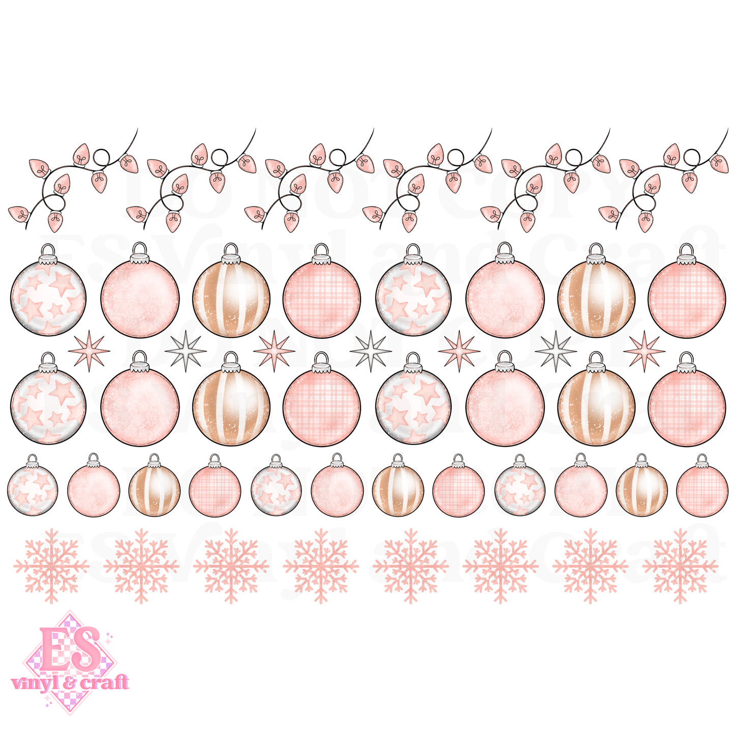 Pink Christmas Decorations - UVDTF (A4 Sheet) 210mm x 300mm image 1