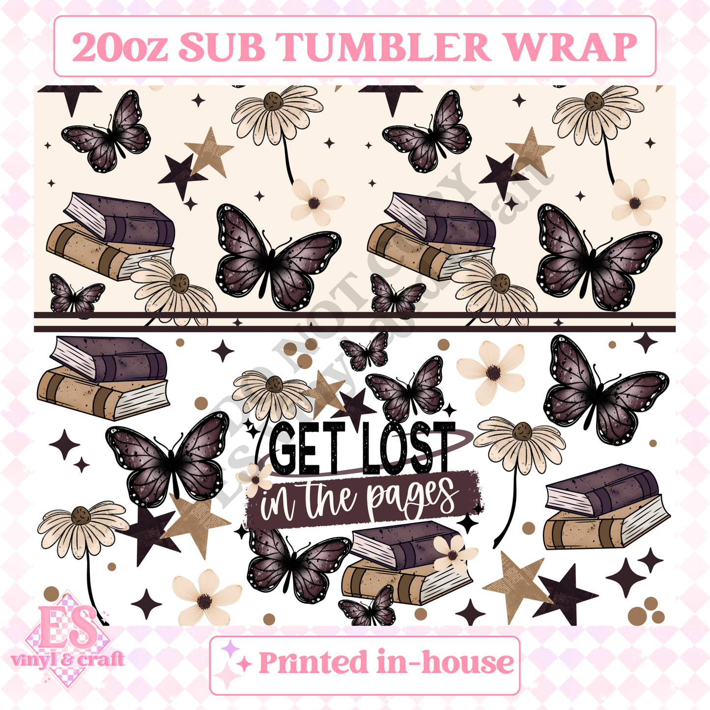 Get Lost in the Pages - Full 20oz Tumbler Sublimation Print image 1