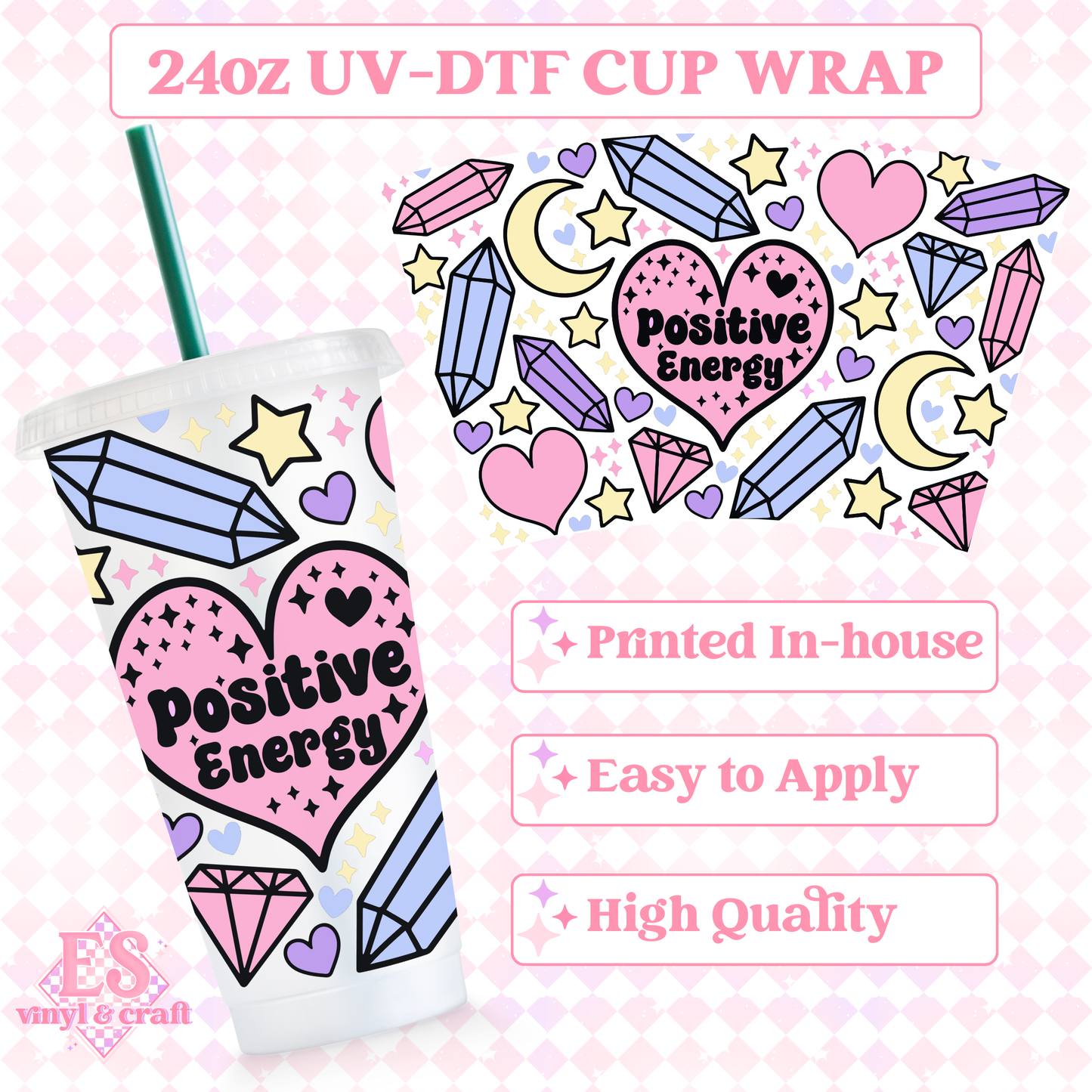 Positive Energy - UVDTF 24oz Cold Cup Wrap image 0