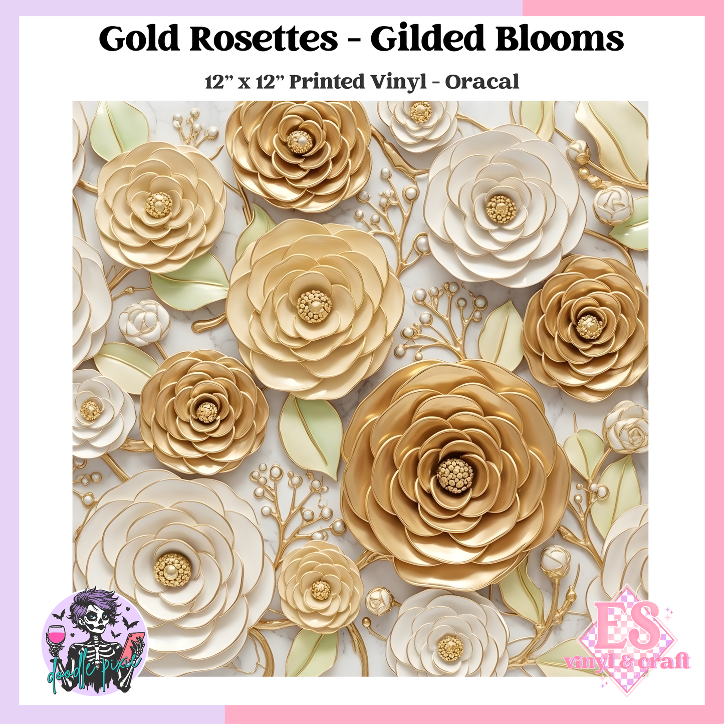 Gold Rosettes - 12" x 12" Printed Vinyl image 0