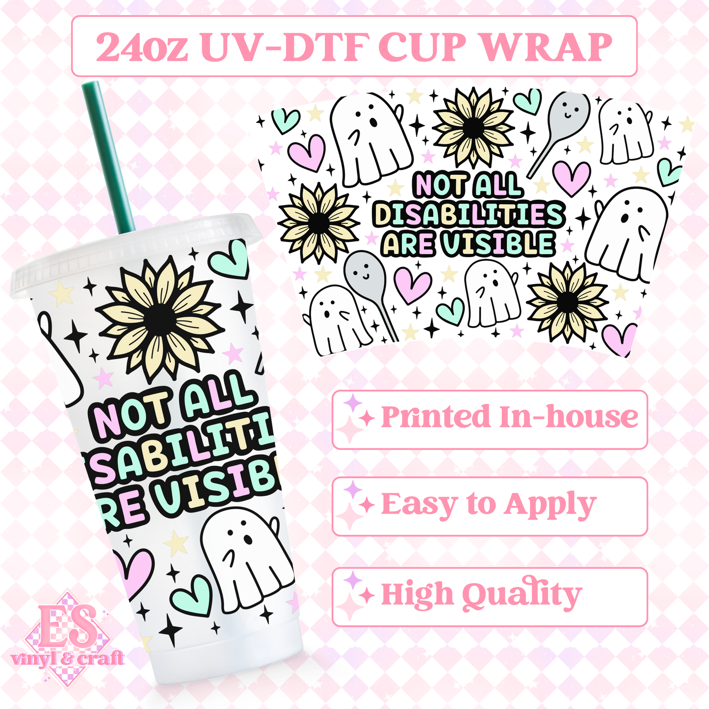 Hidden Disability - UVDTF 24oz Cold Cup Wrap image 0