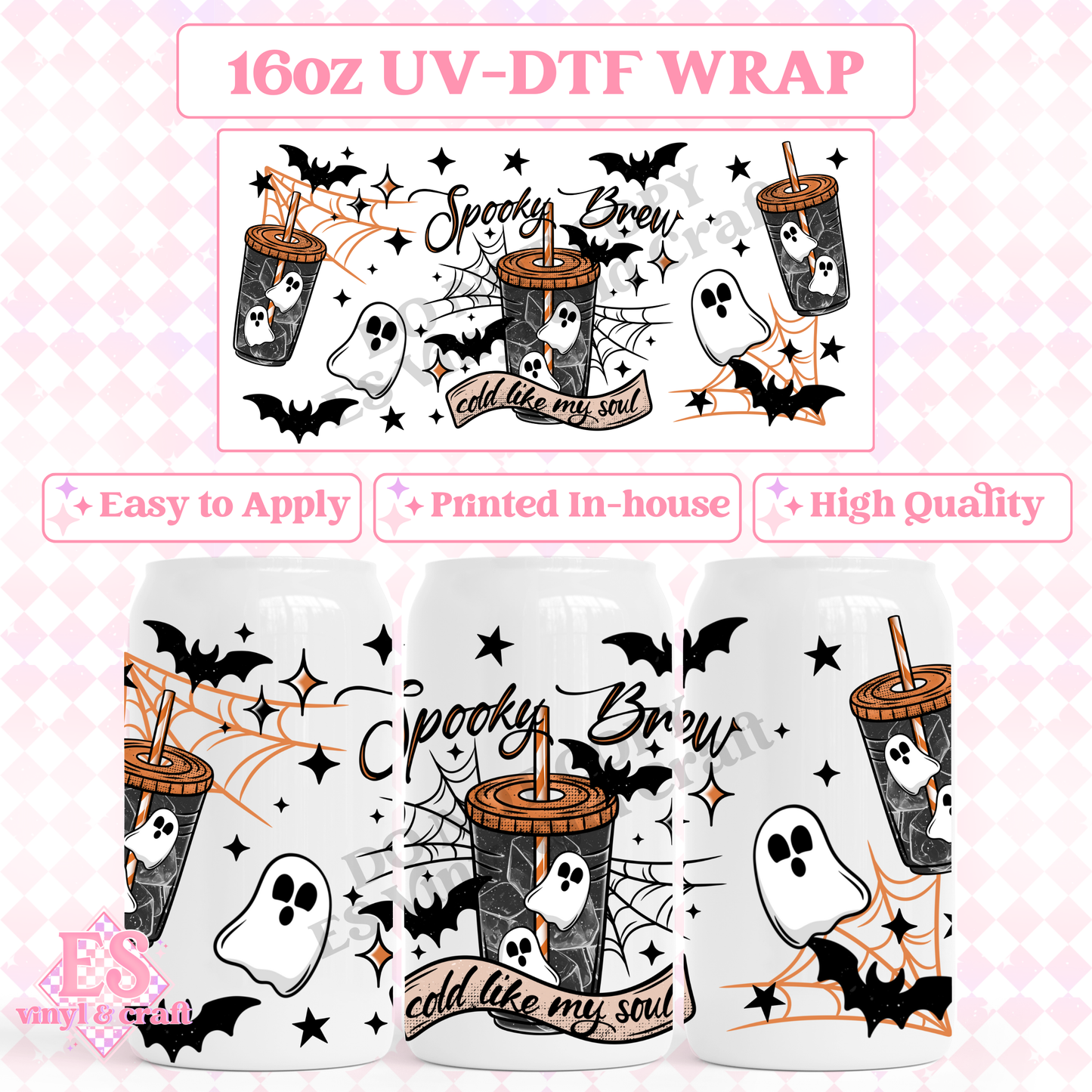 Spooky Brew - 16oz Beer Can / Libbey UV-DTF Transfer image 0