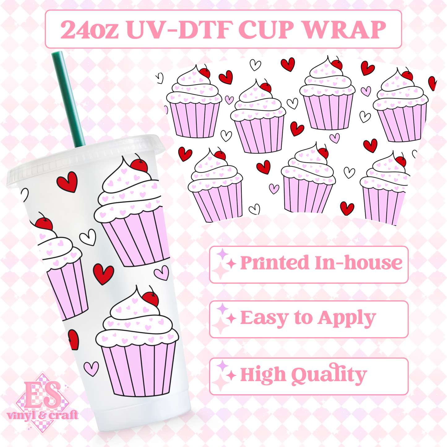 Cupcakes - UVDTF 24oz Cold Cup Wrap image 0