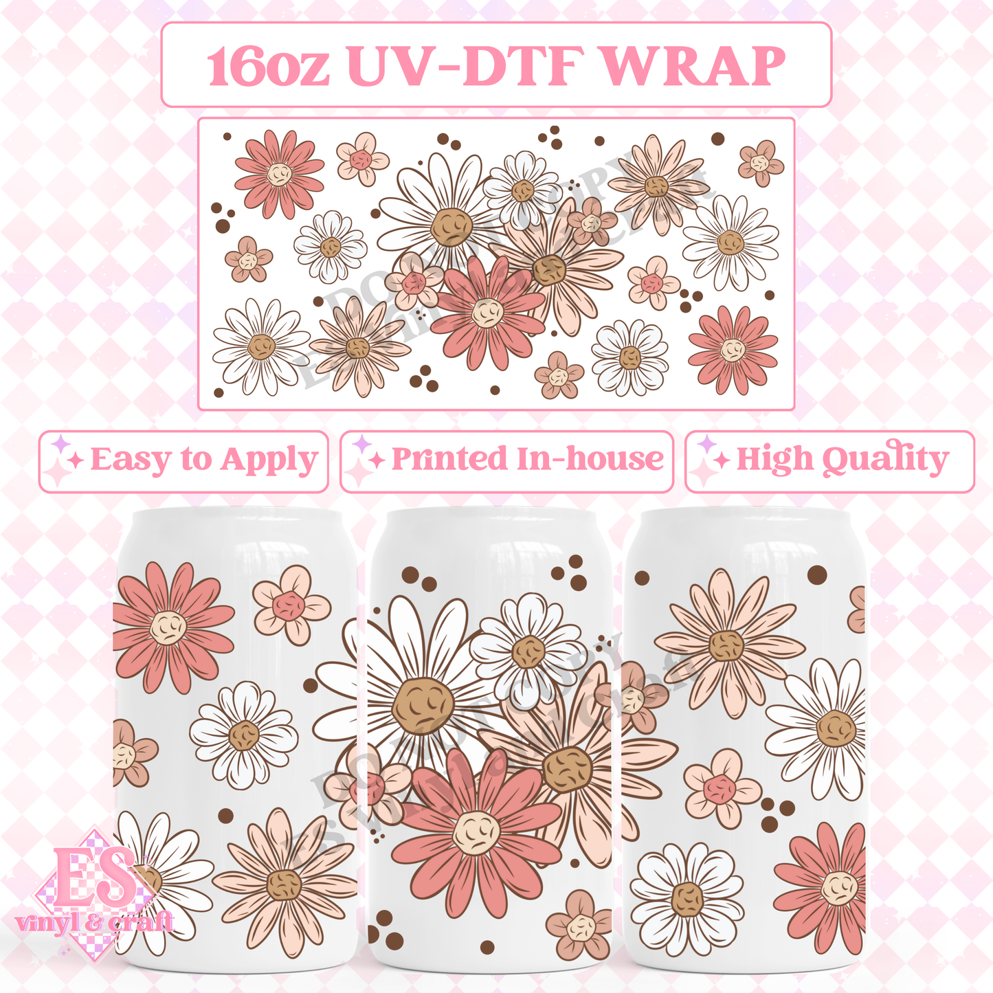 Spring Florals - 16oz Beer Can / Libbey UV-DTF Transfer image 0