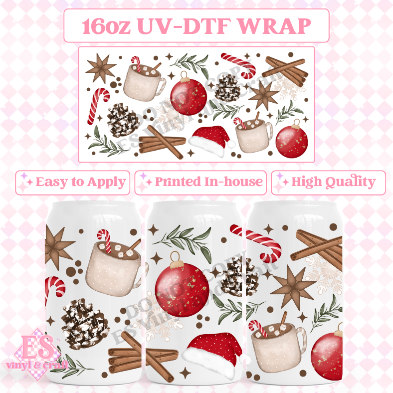 Cozy Christmas - 16oz Beer Can / Libbey UV-DTF Transfer image 0
