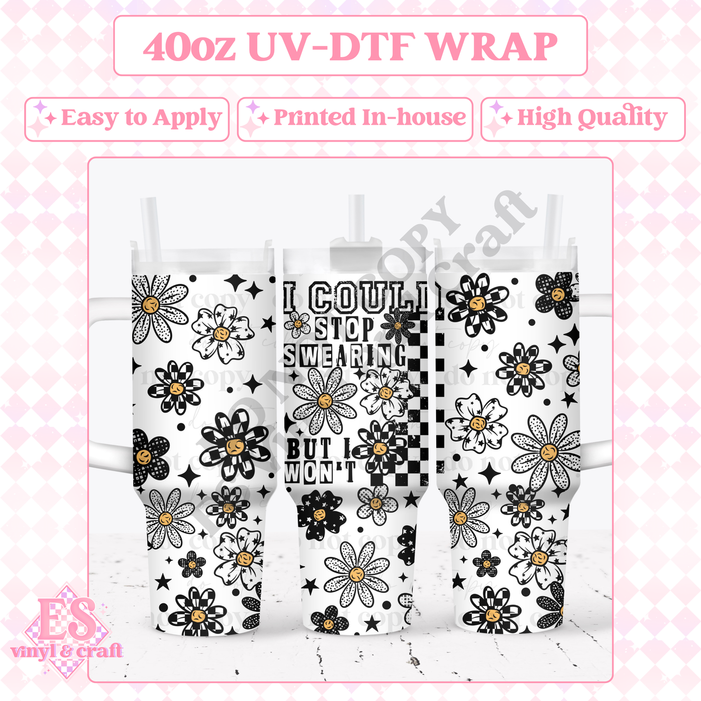 I Could Stop Swearing - 40oz Tumbler Wraps - UV-DTF (2 Wraps - Top and B image 0