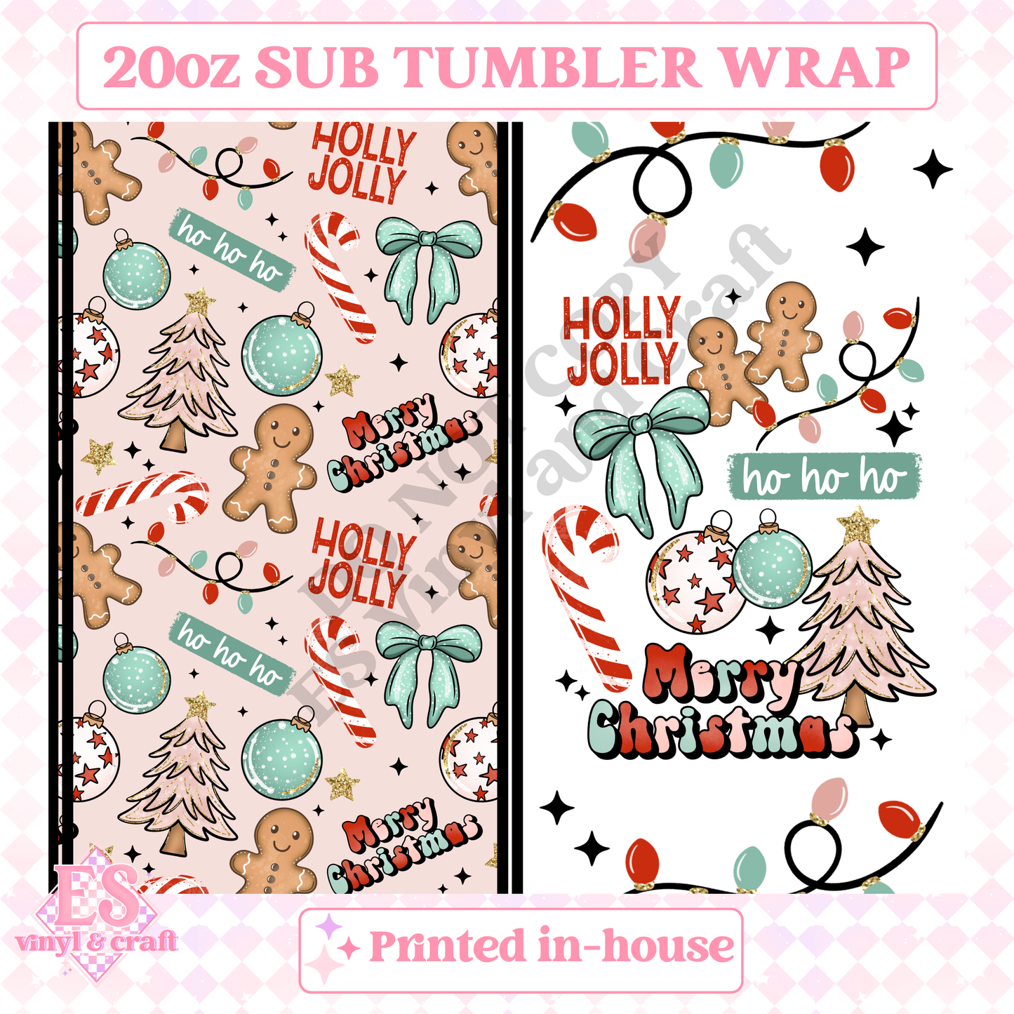 Merry Christmas Collage - Full 20oz Tumbler Sublimation Print image 1