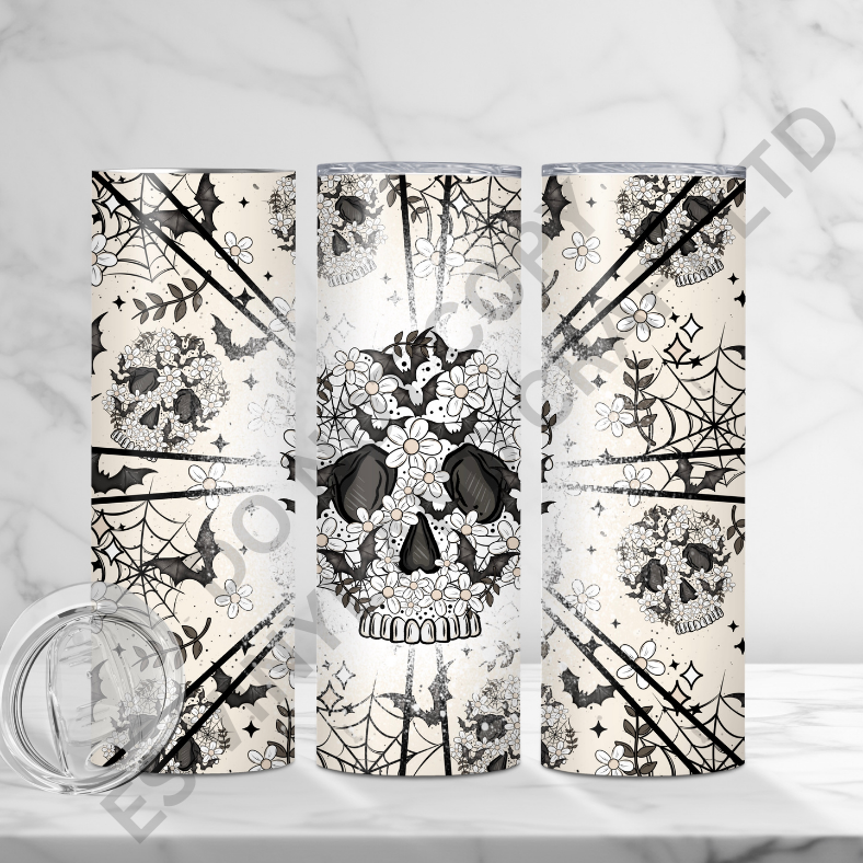 Floral Skellie - Full 20oz Tumbler Sublimation Ready To Print image 0