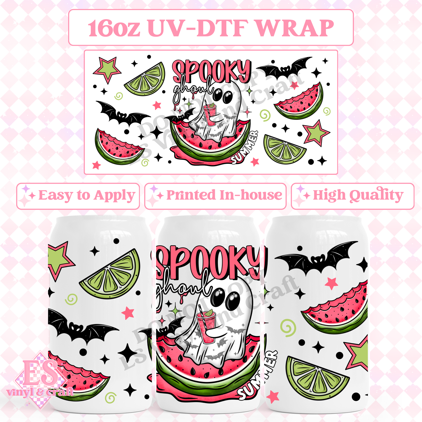 Spooky Ghoul - 16oz Beer Can / Libbey UV-DTF Transfer image 0