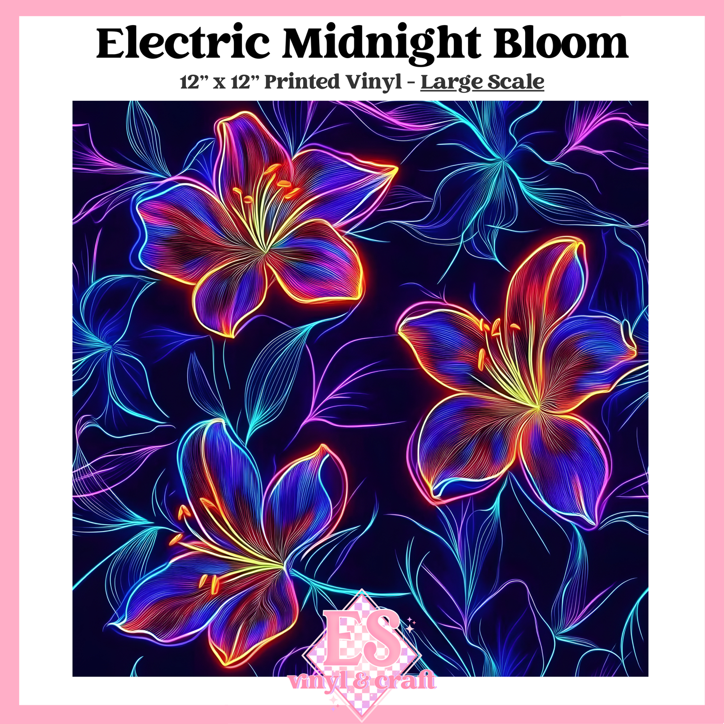 Electric Midnight Bloom - Small or Large Scale Options - 12" x 12" Sheet image 2