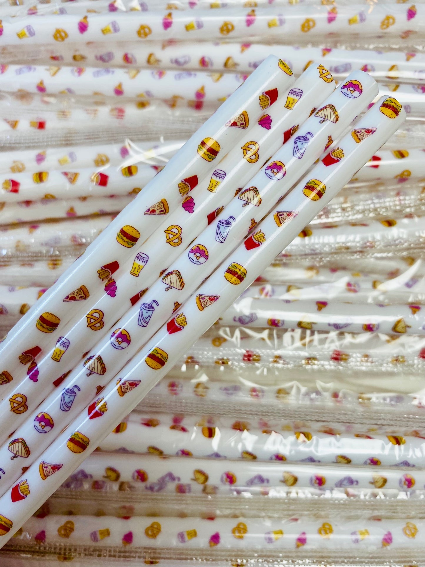 Burgers, Pizza, Chips, Soda, Pretzel White Straw image 0