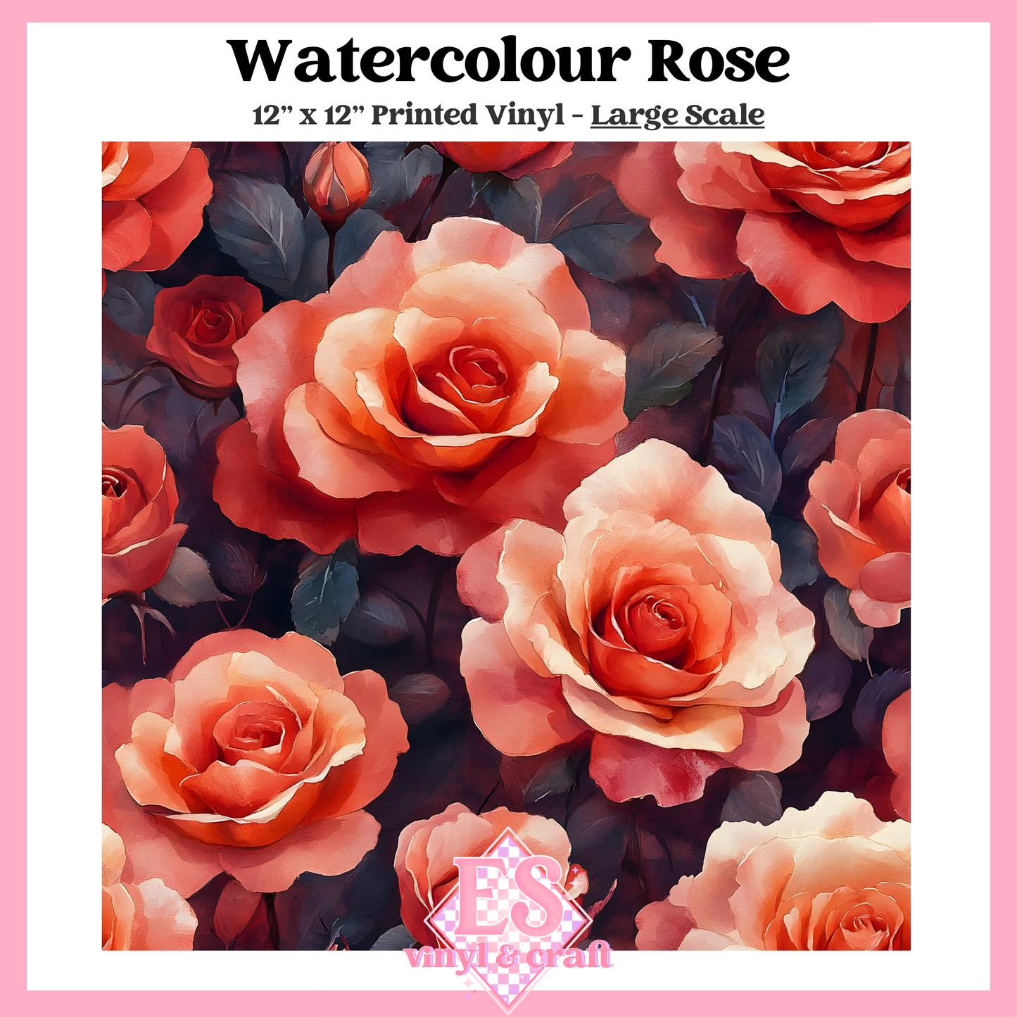 Watercolour Rose - Small or Large Scale Options - 12" x 12" Sheet image 2