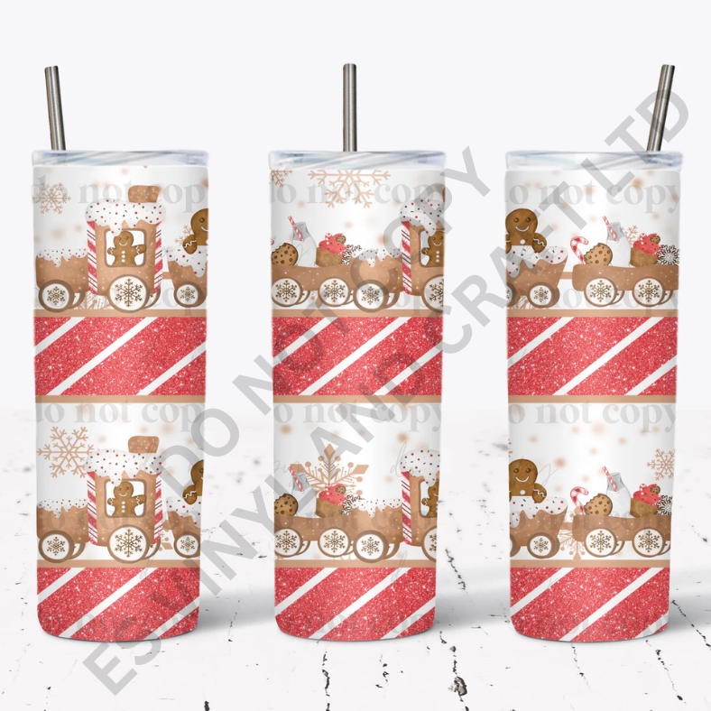 Gingerbread Express - Full 20oz Tumbler Sublimation Ready To Print image 0
