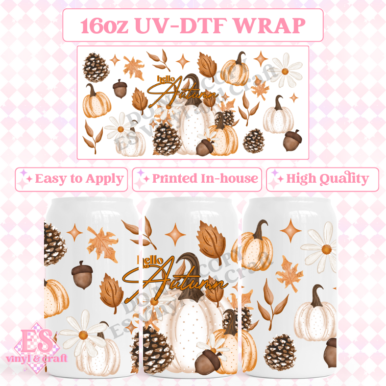 Hello Autumn - 16oz Beer Can / Libbey UV-DTF image 0