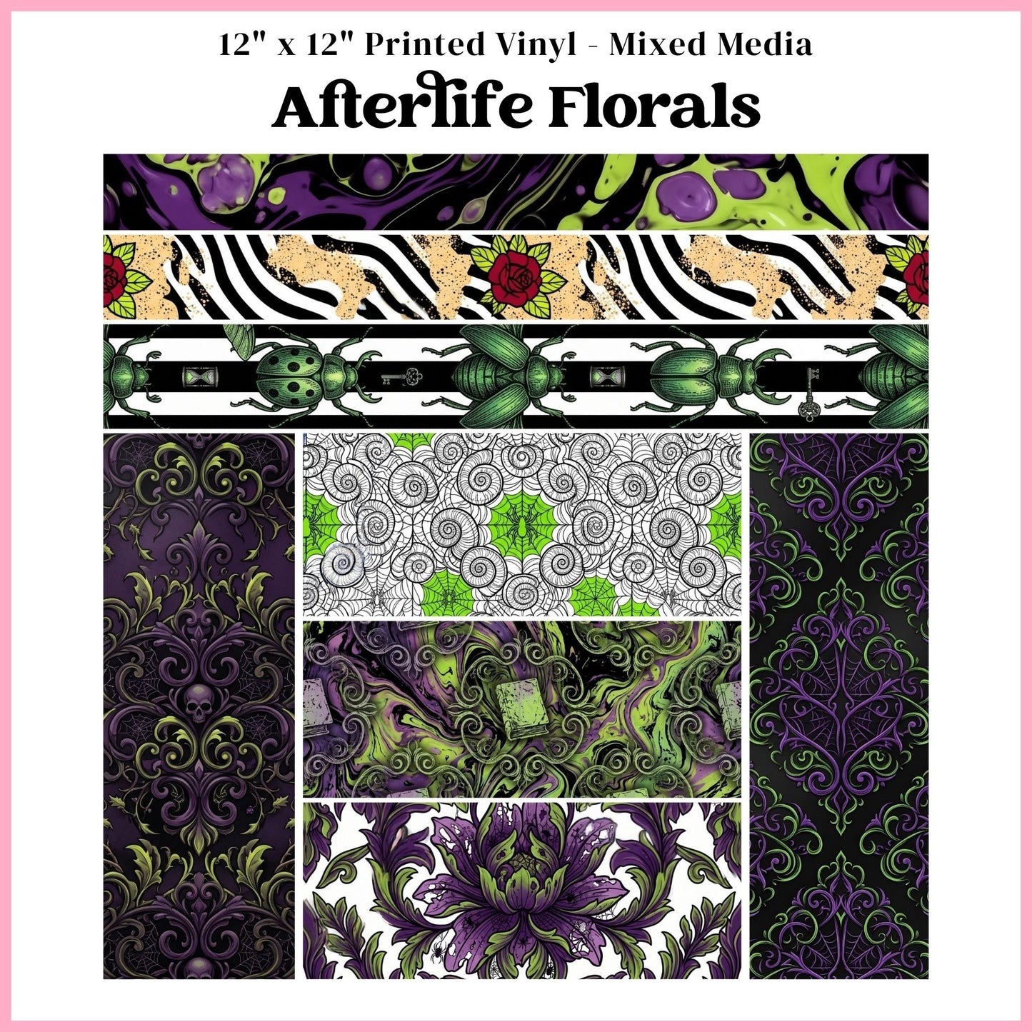 Afterlife Florals - Mixed Media Vinyl 12"x12" Sheet