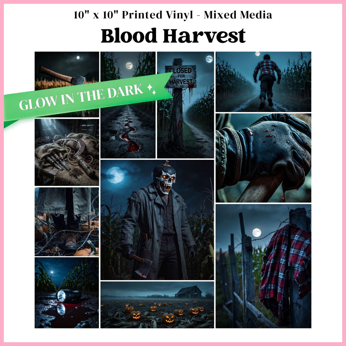 Blood Harvest - Mixed Media Vinyl 10"x10" Sheet - Glow in the Dark